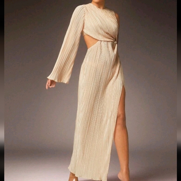 Women Clothes, Elegant Asymmetrical One Should Long Sleeve Side Cut Outfit - Picture 4 of 4